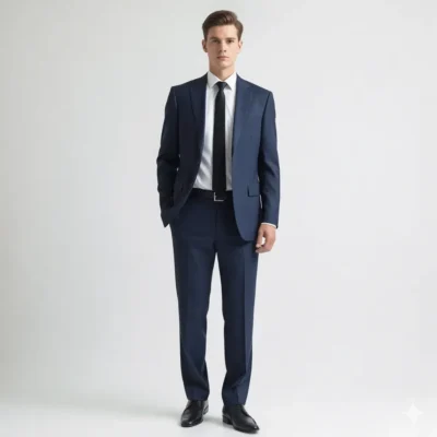 Versatile Navy Notch Lapel Slim Fit Suit