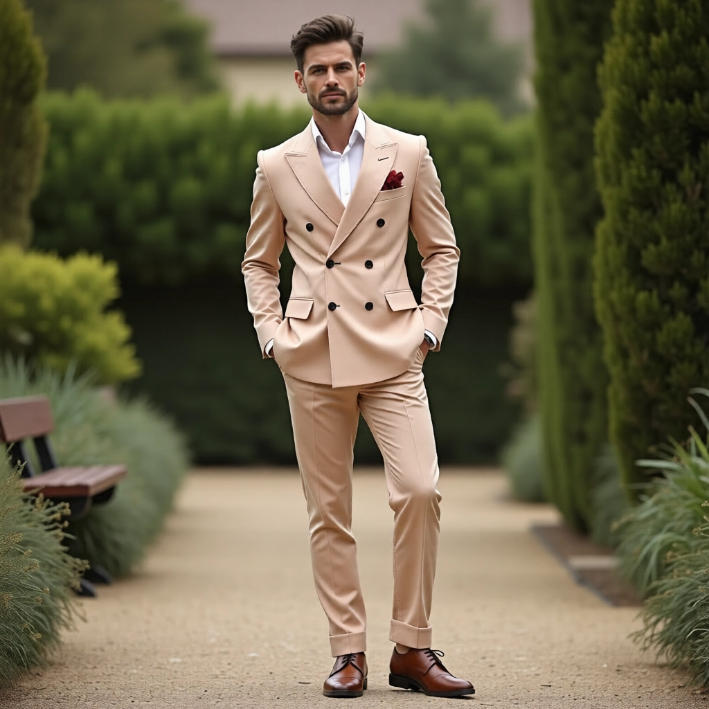 Eastin Slim Fit Blush Double-Breasted Event Suit