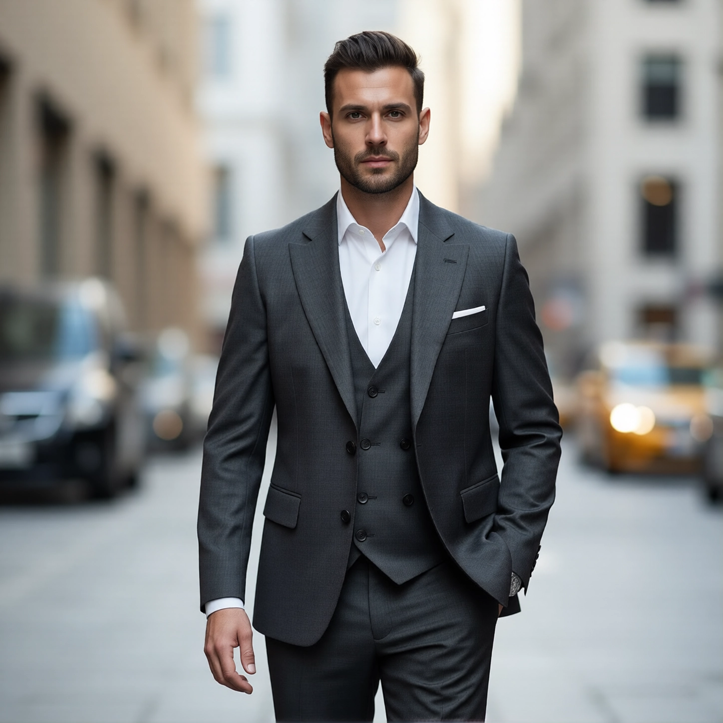 Eastin Slim Fit Charcoal Three-Piece Suit
