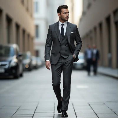 Eastin Slim Fit Charcoal Three-Piece Suit