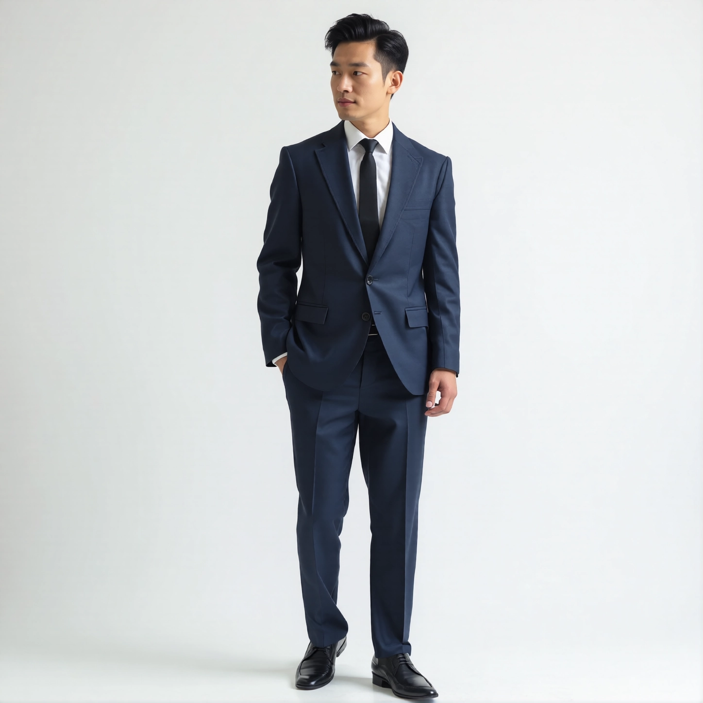 Versatile Navy Notch Lapel Slim Fit Suit