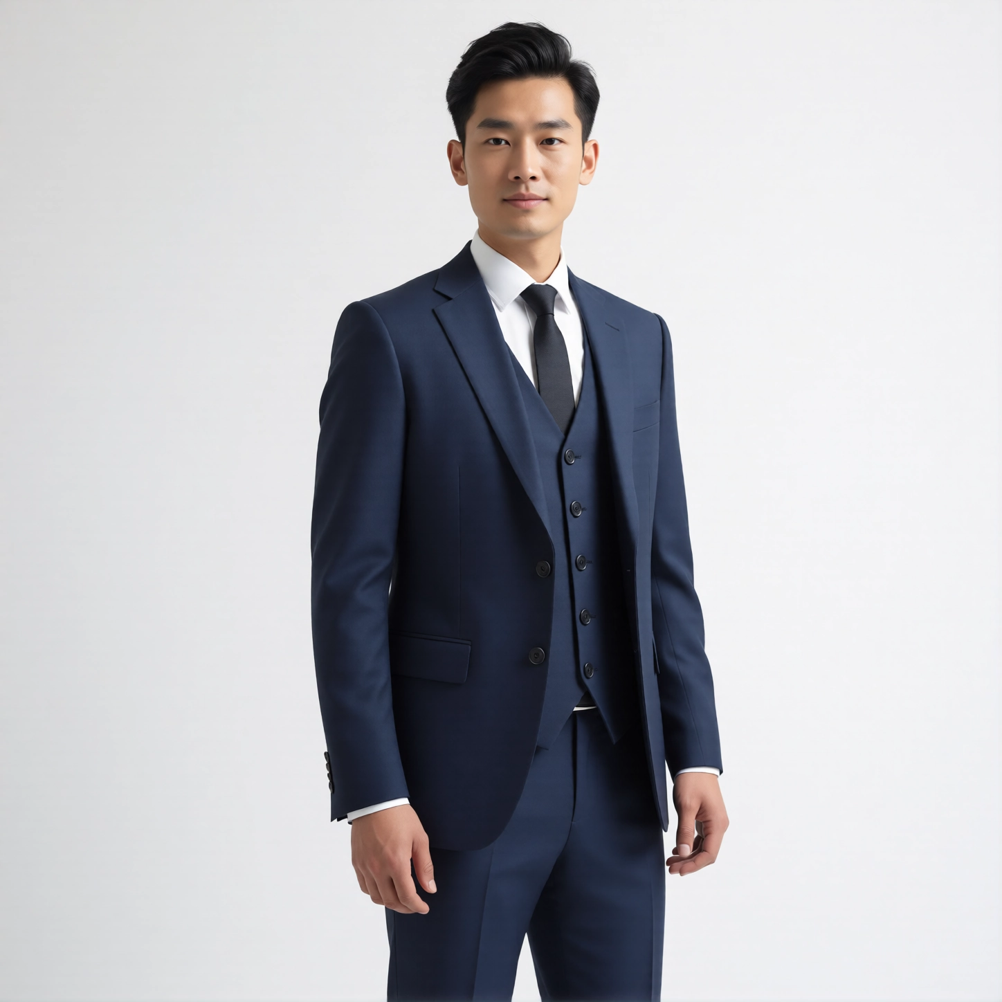 Essential Navy Notch Lapel Three-Piece Suit