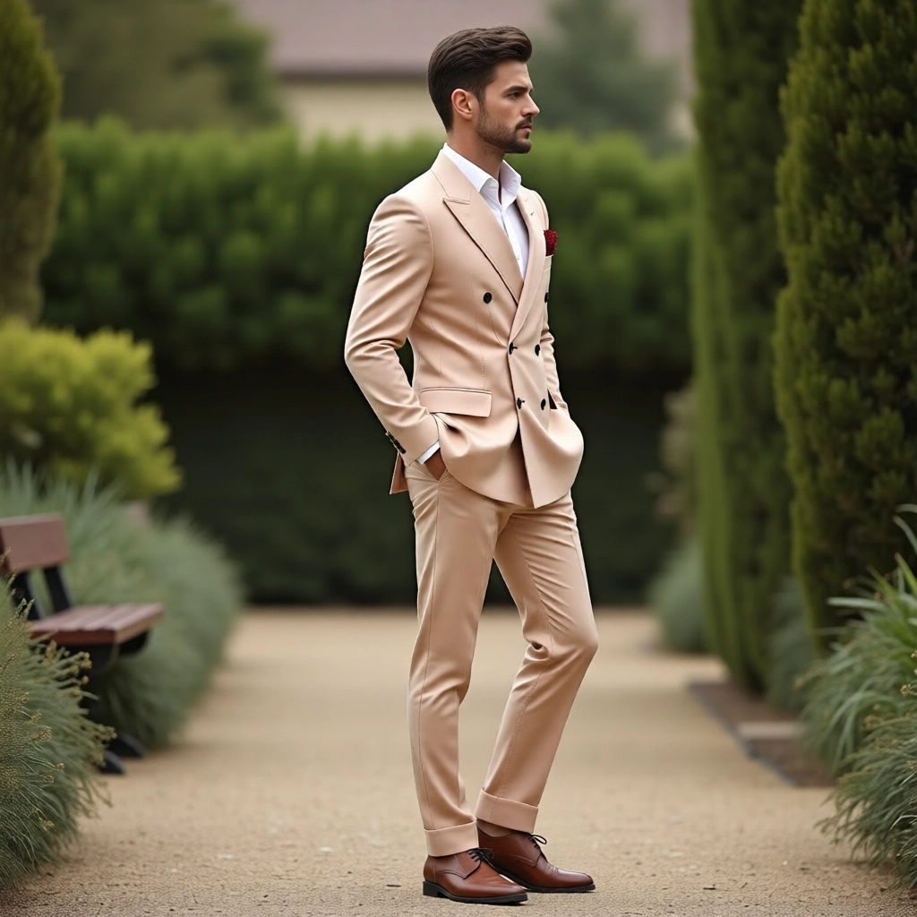 Eastin Slim Fit Blush Double-Breasted Event Suit