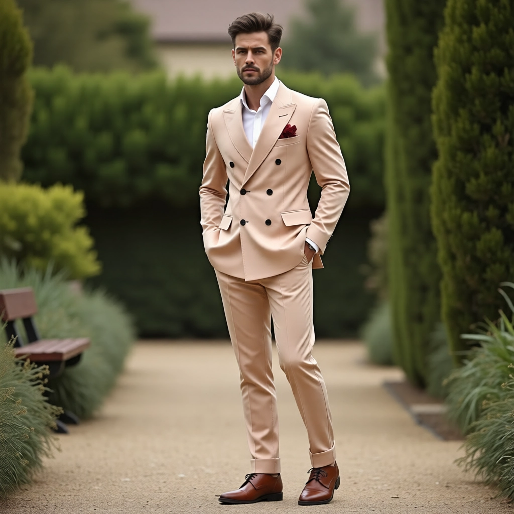 Eastin Slim Fit Blush Double-Breasted Event Suit
