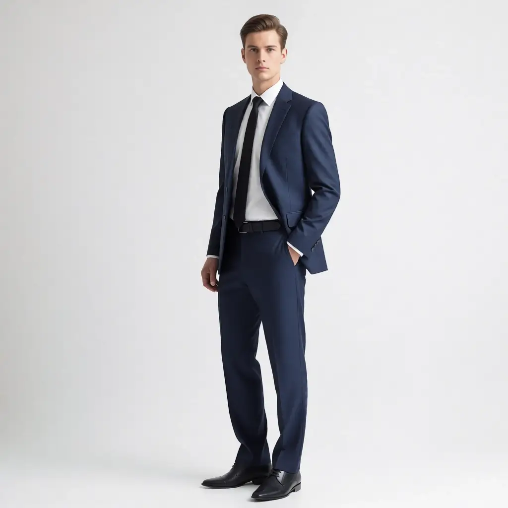 Versatile Navy Notch Lapel Slim Fit Suit