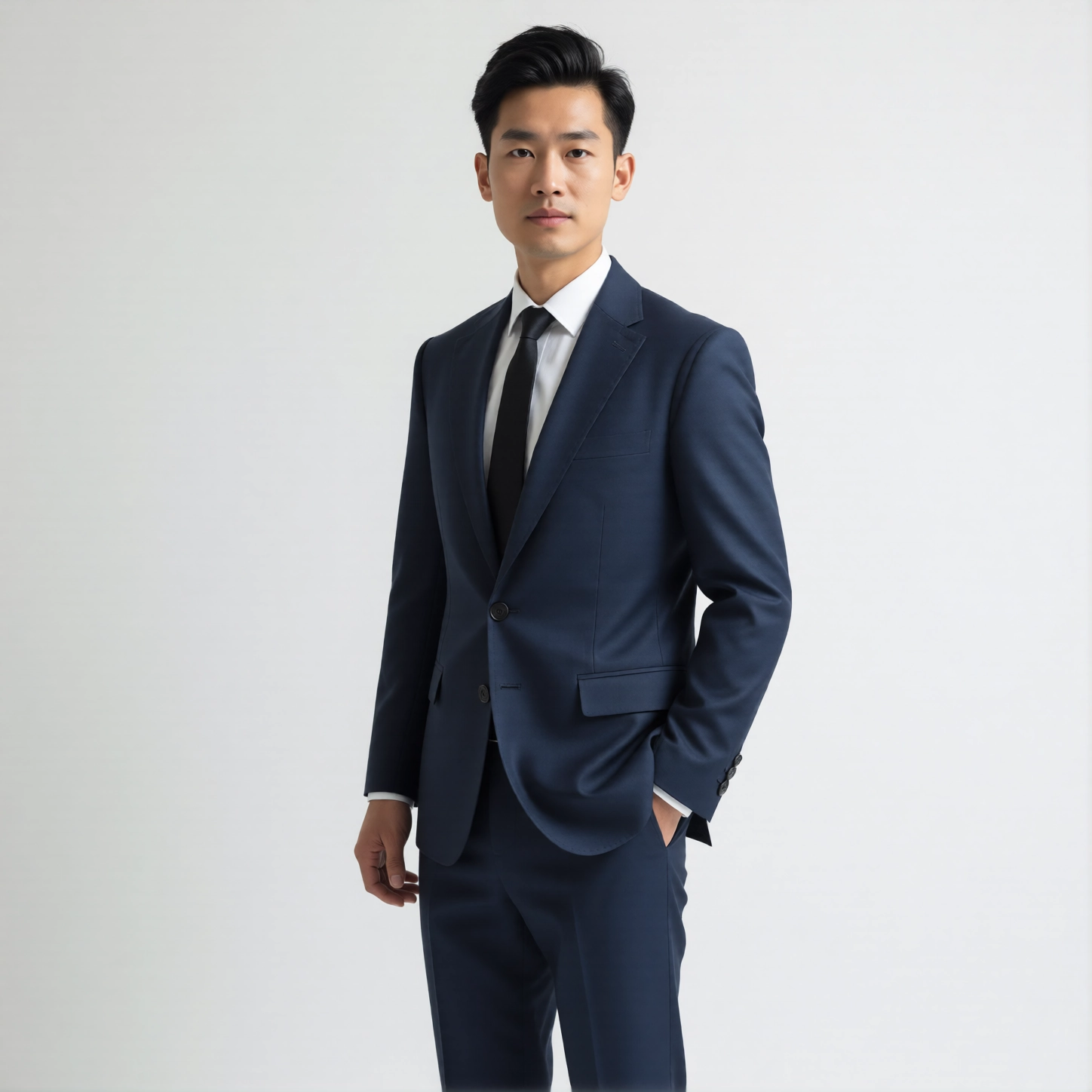 Versatile Navy Notch Lapel Slim Fit Suit