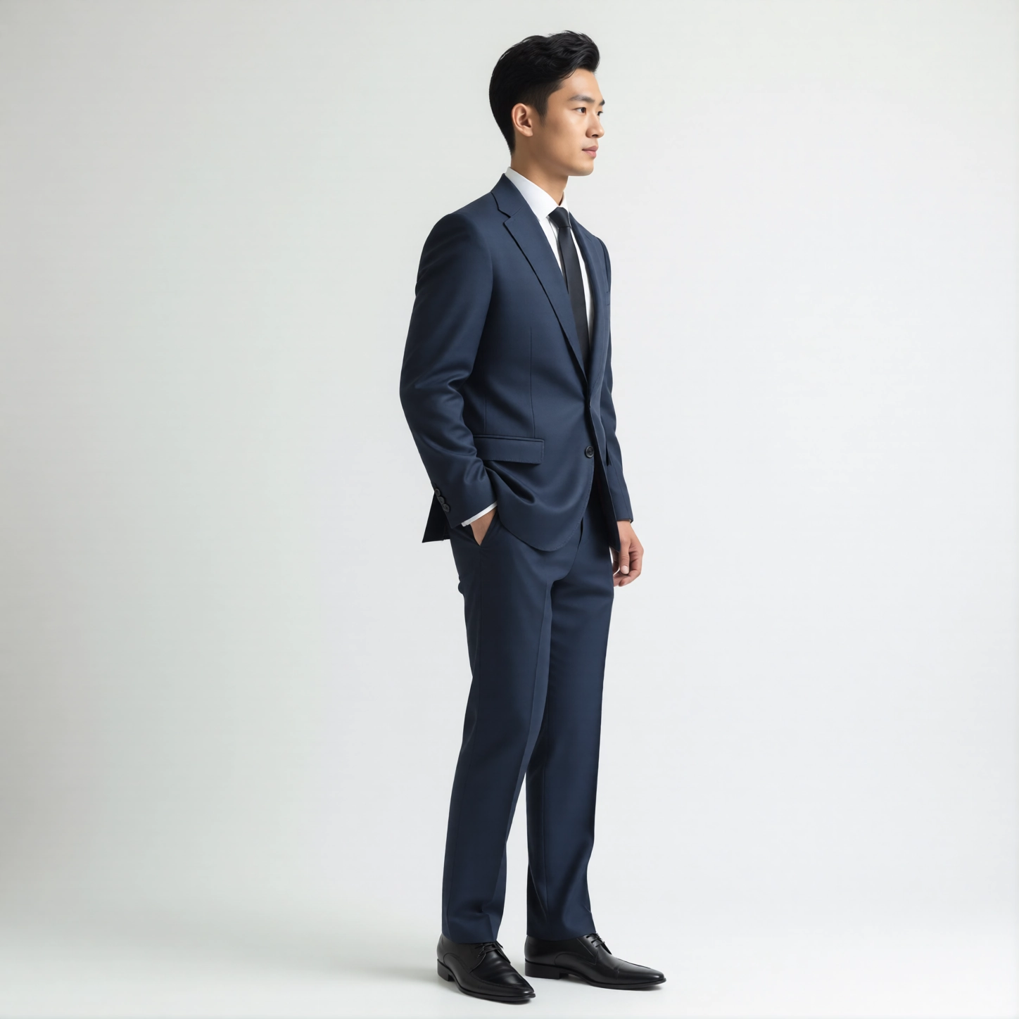 Versatile Navy Notch Lapel Slim Fit Suit