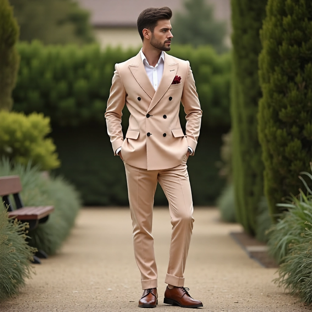 Eastin Slim Fit Blush Double-Breasted Event Suit