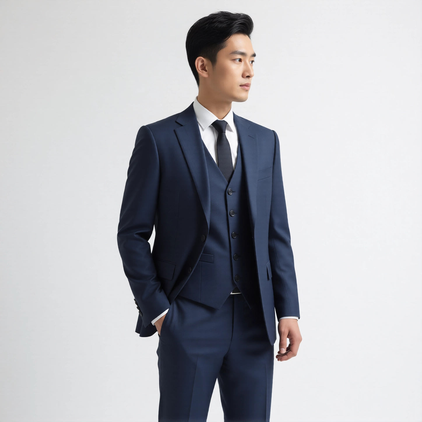 Essential Navy Notch Lapel Three-Piece Suit