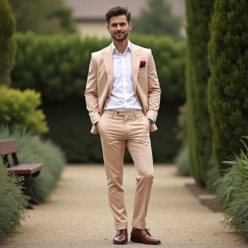Eastin Slim Fit Blush Double-Breasted Event Suit