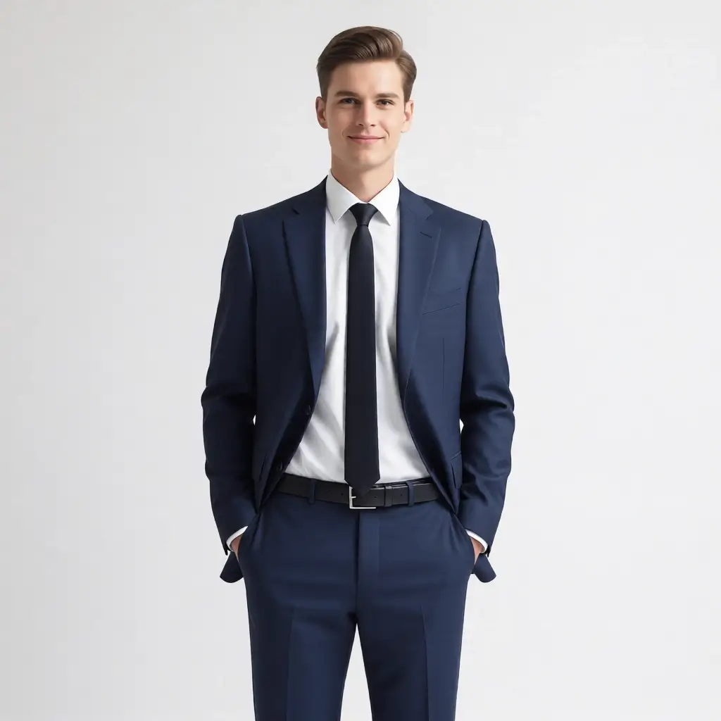 Versatile Navy Notch Lapel Slim Fit Suit