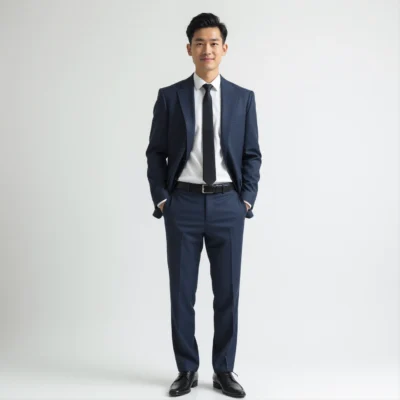 Versatile Navy Notch Lapel Slim Fit Suit