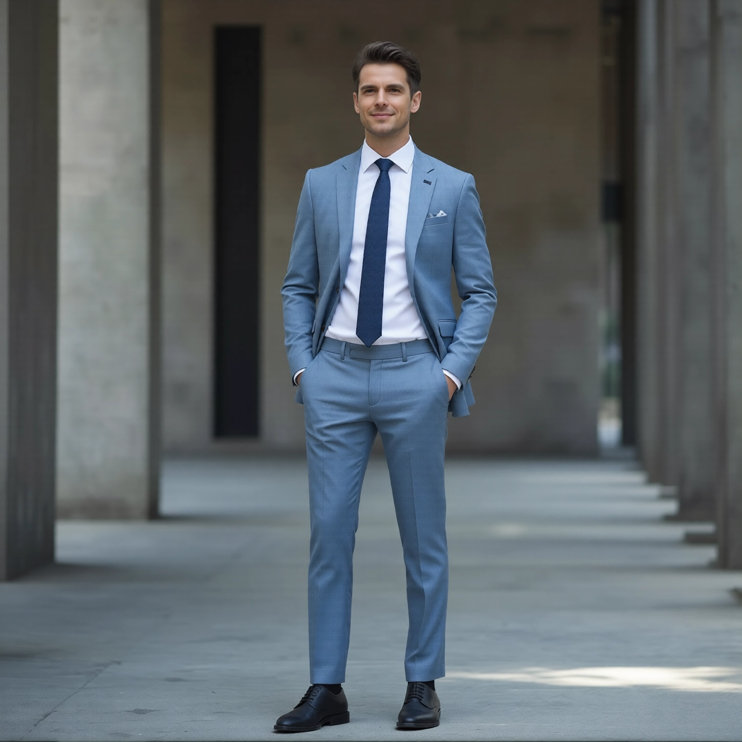 Sky Blue Two-Button Notch Lapel Suit