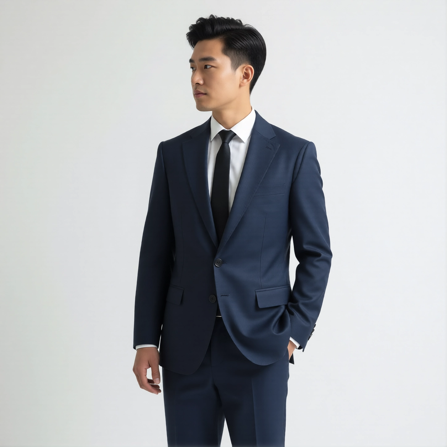 Versatile Navy Notch Lapel Slim Fit Suit