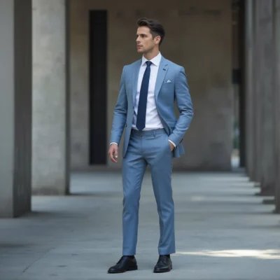 Sky Blue Two-Button Notch Lapel Suit