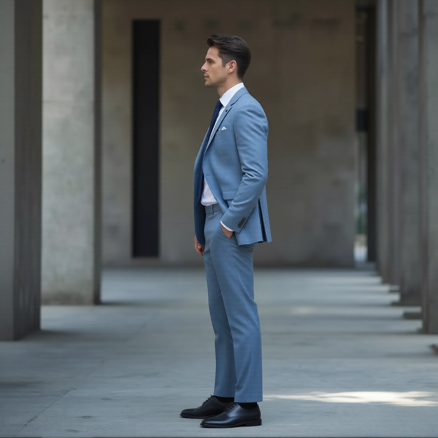 Sky Blue Two-Button Notch Lapel Suit