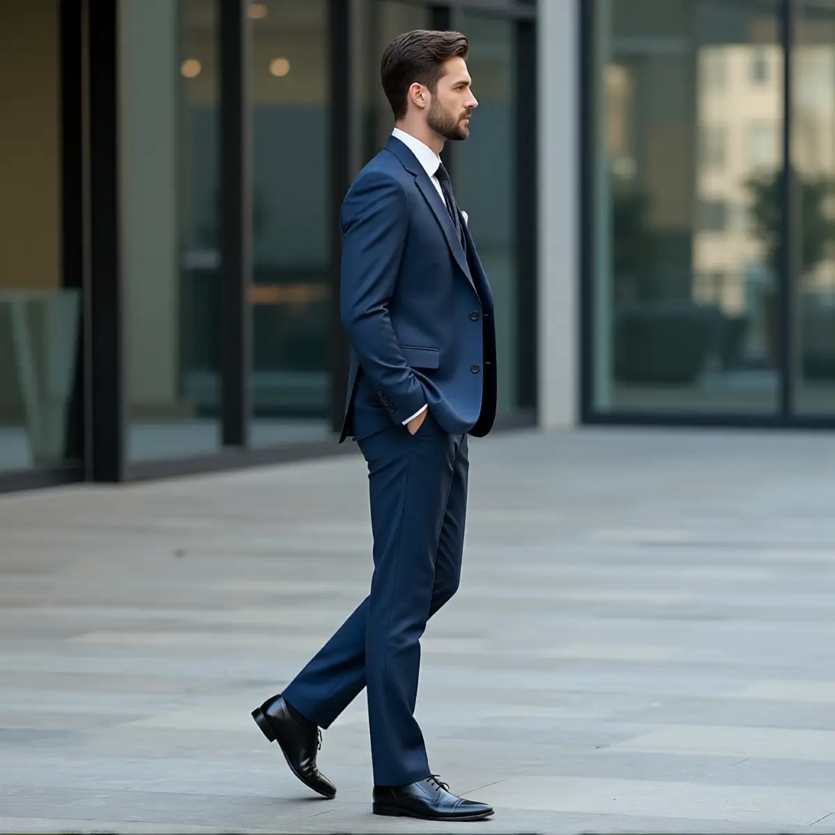 Deep Blue Slim Fit Notch Lapel Vest Suit