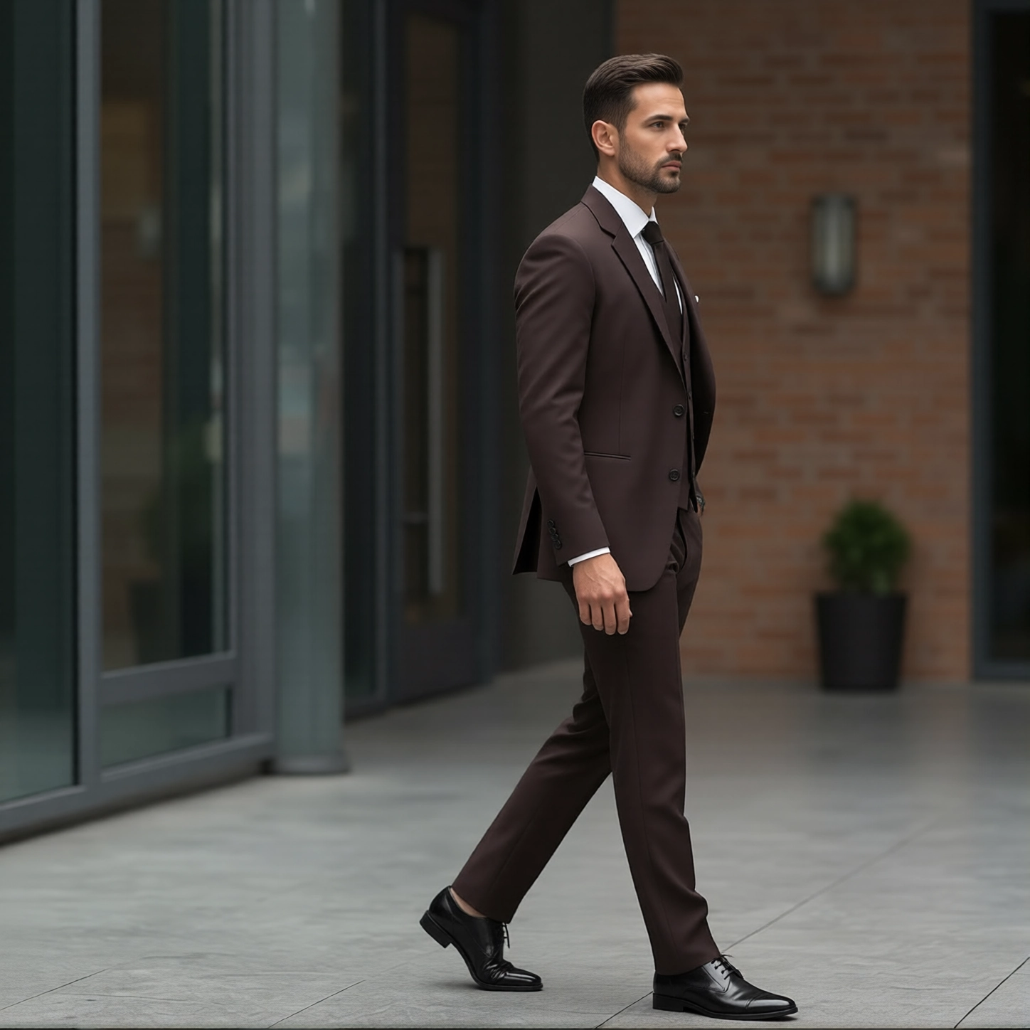 Modern Mocha Vest Three Piece Suit