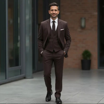 Modern Mocha Vest Three Piece Suit
