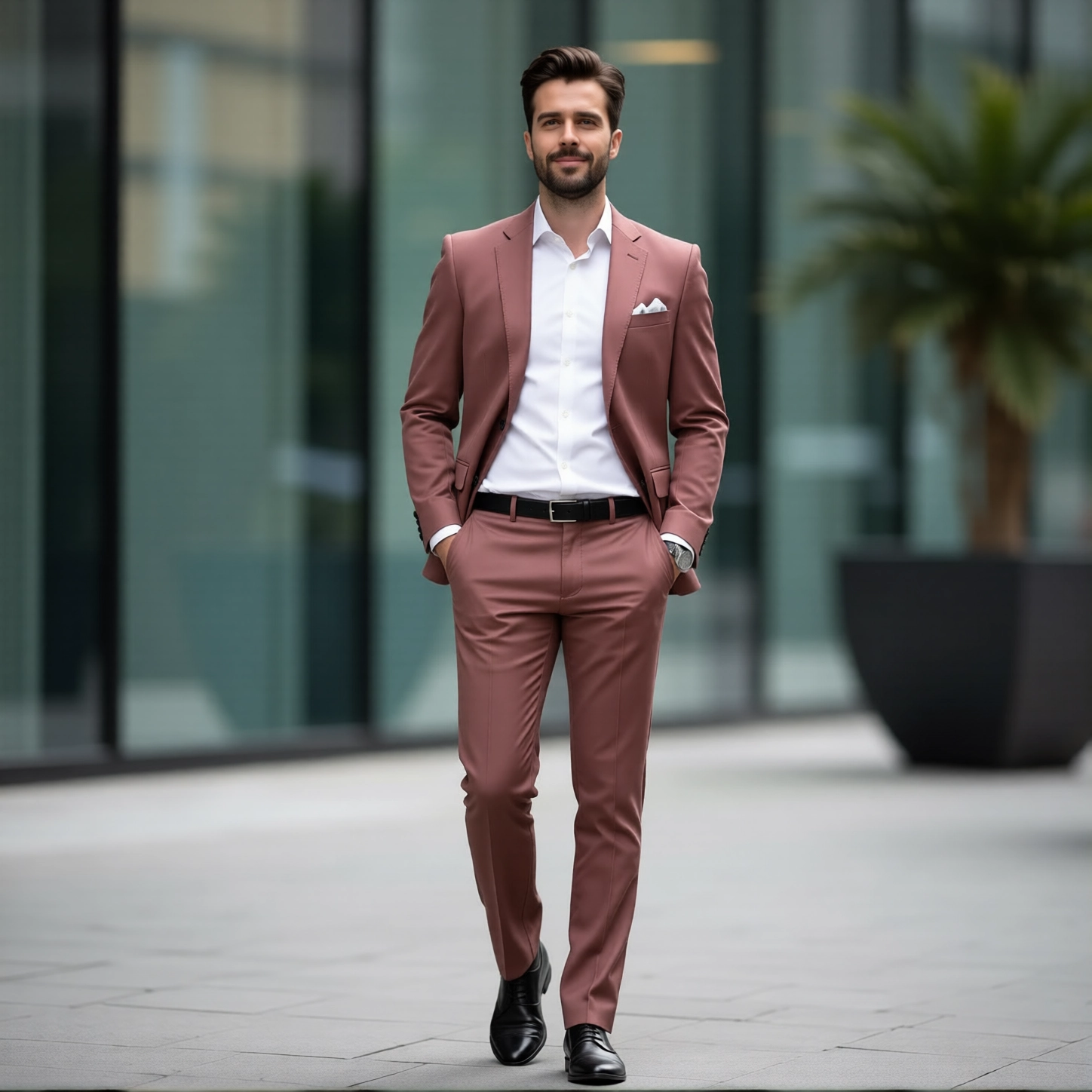 Statement Terracotta Slim Fit Two Piece Suit