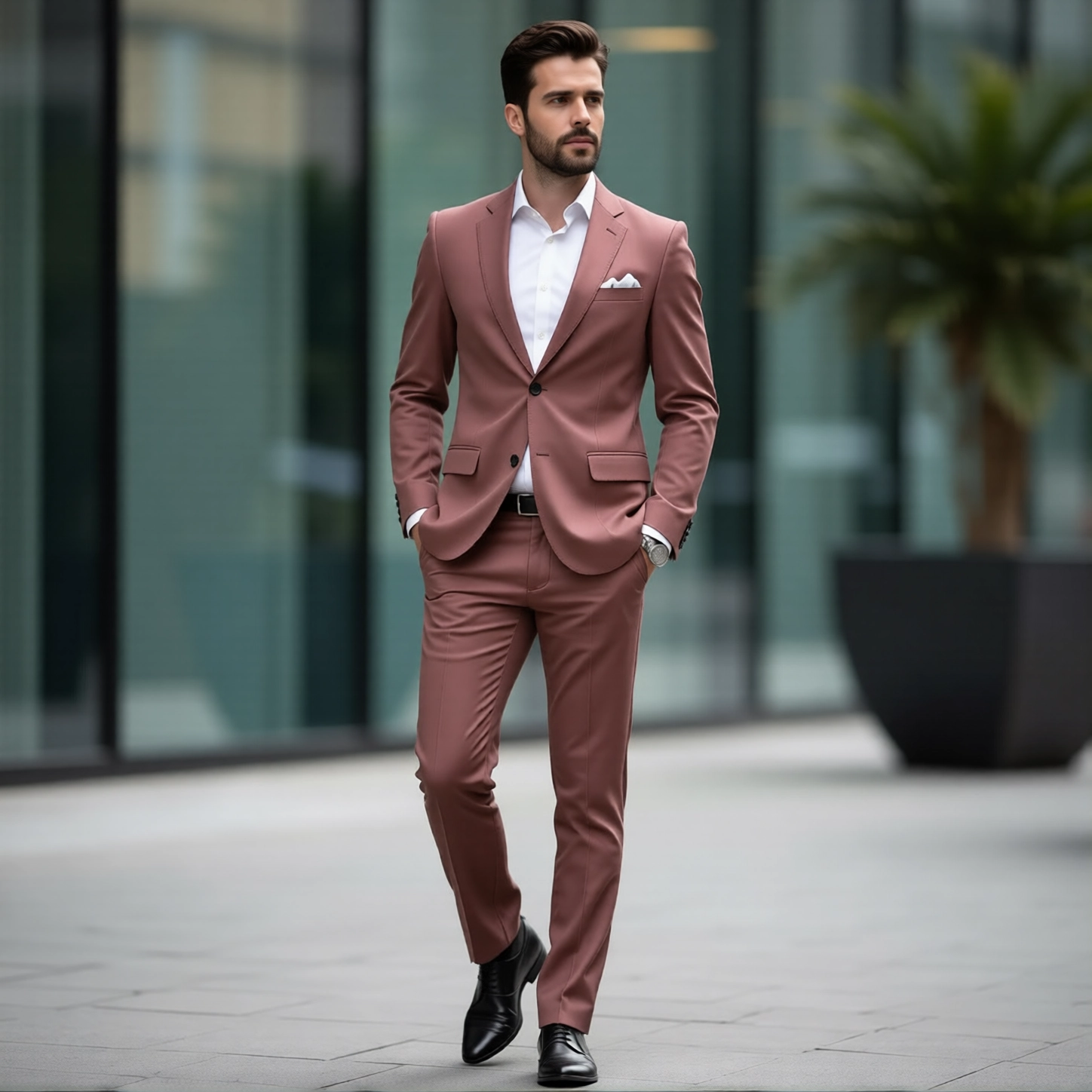 Statement Terracotta Slim Fit Two Piece Suit
