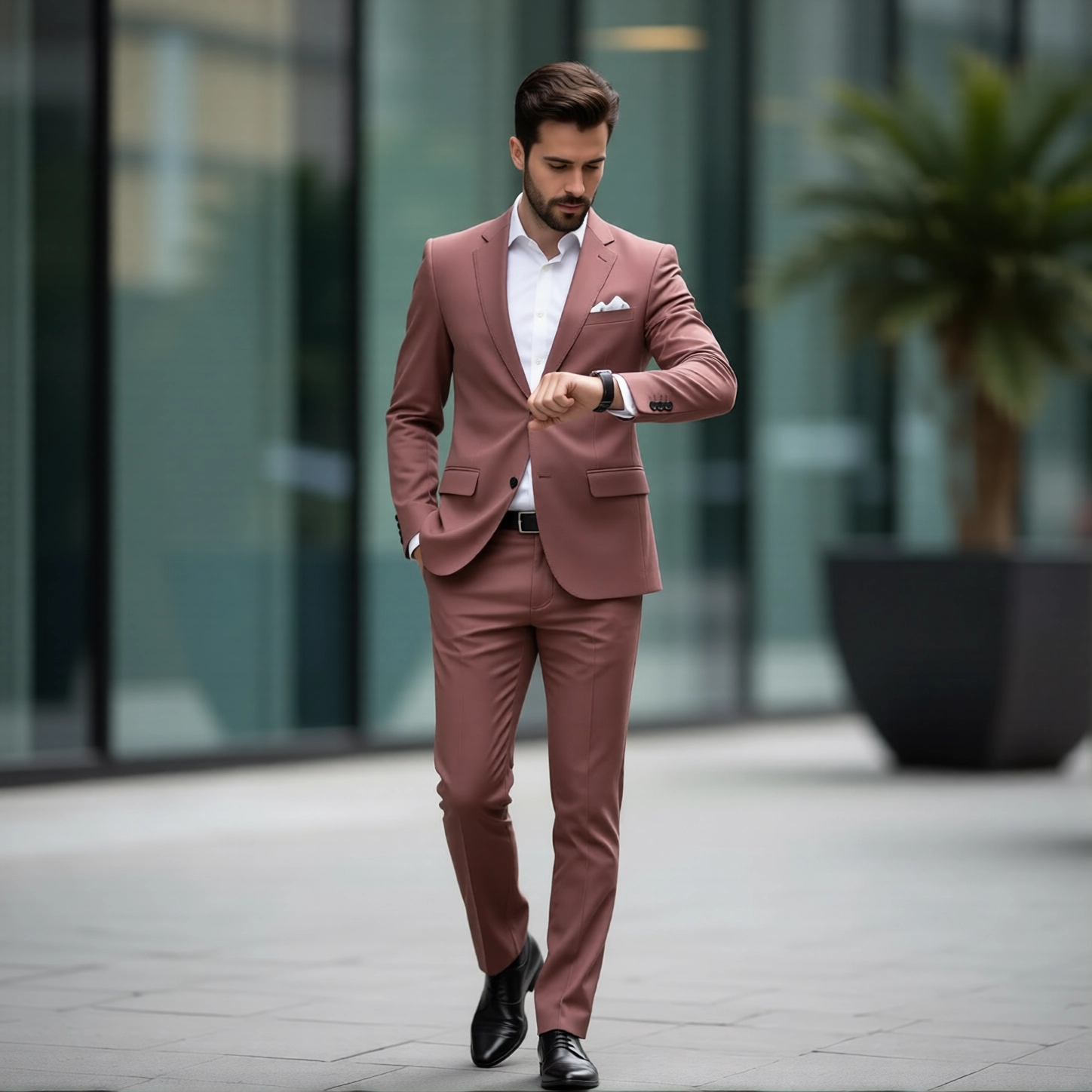 Statement Terracotta Slim Fit Two Piece Suit