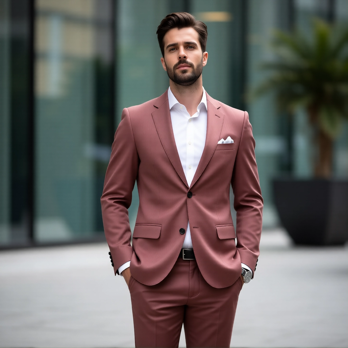 Statement Terracotta Slim Fit Two Piece Suit