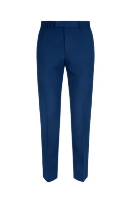 Blue Slim Leg Straight Suit Pants
