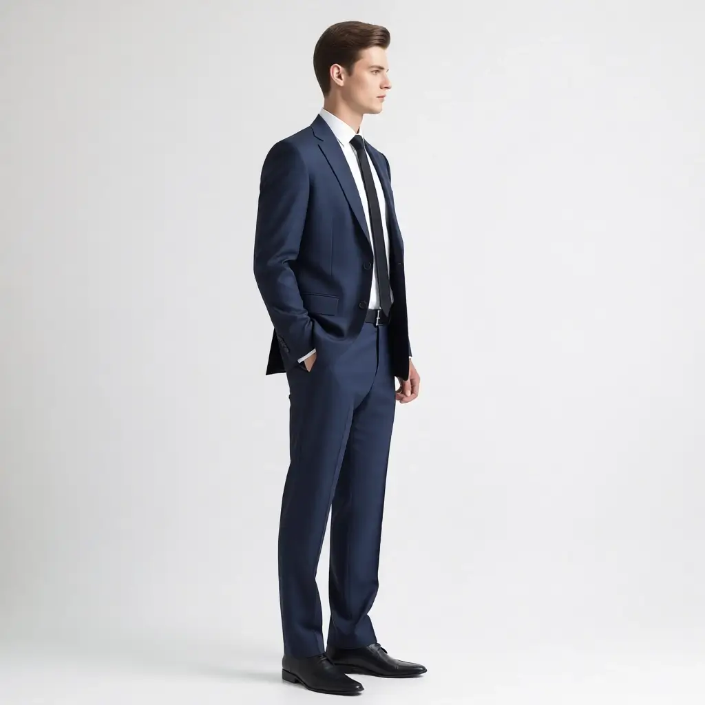 Versatile Navy Notch Lapel Slim Fit Suit