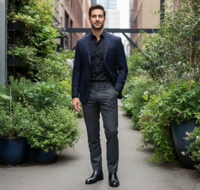 The Black Watch Slim-Fit Sports Jacket: Navy & Blue Plaid Blazer