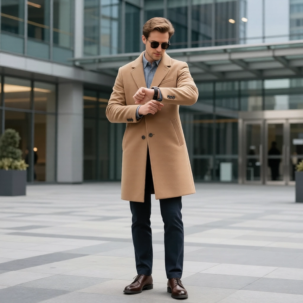 The Bond Street Camel Overcoat: Single-Breasted Wool Blend