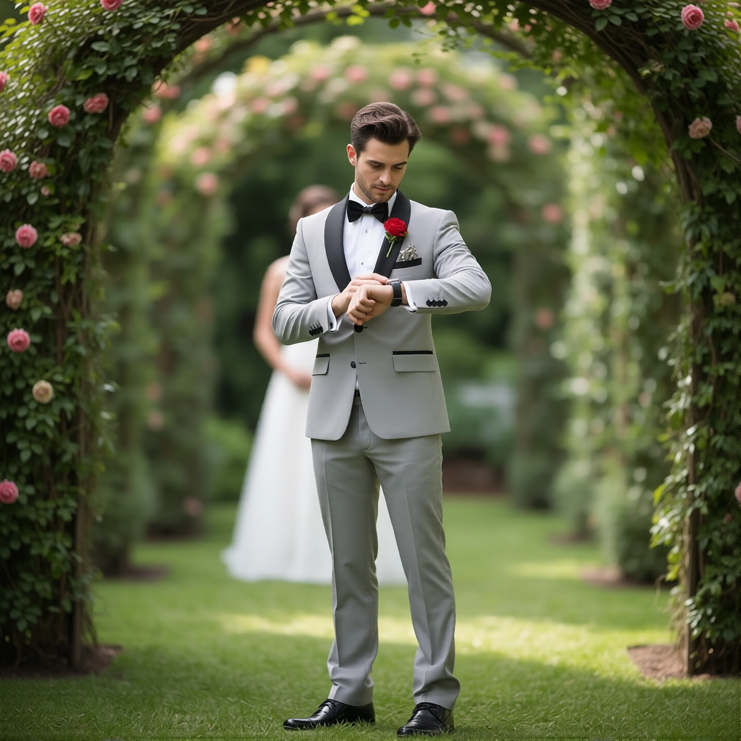 Eastin Slim Fit Light Grey Contrast Tuxedo