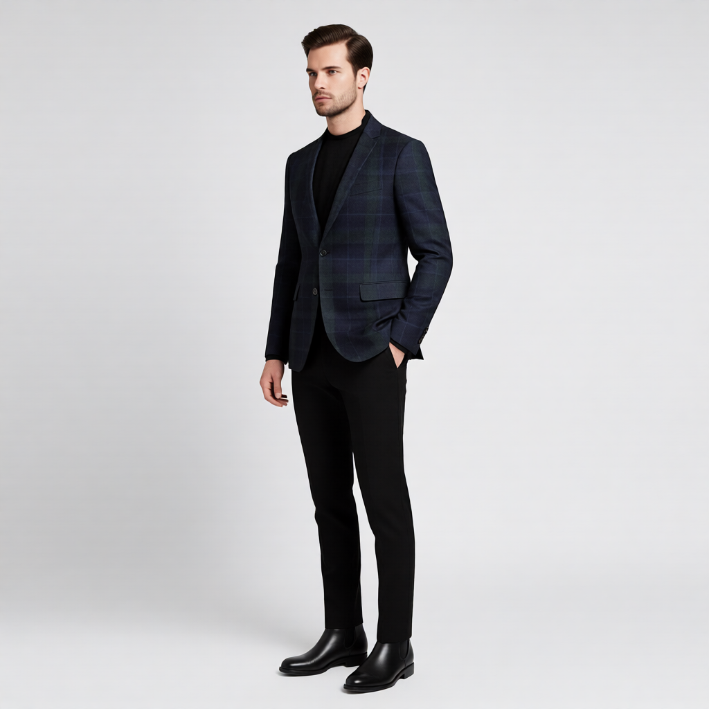 Modern Slim-Fit Navy & Blue Sports Jacket