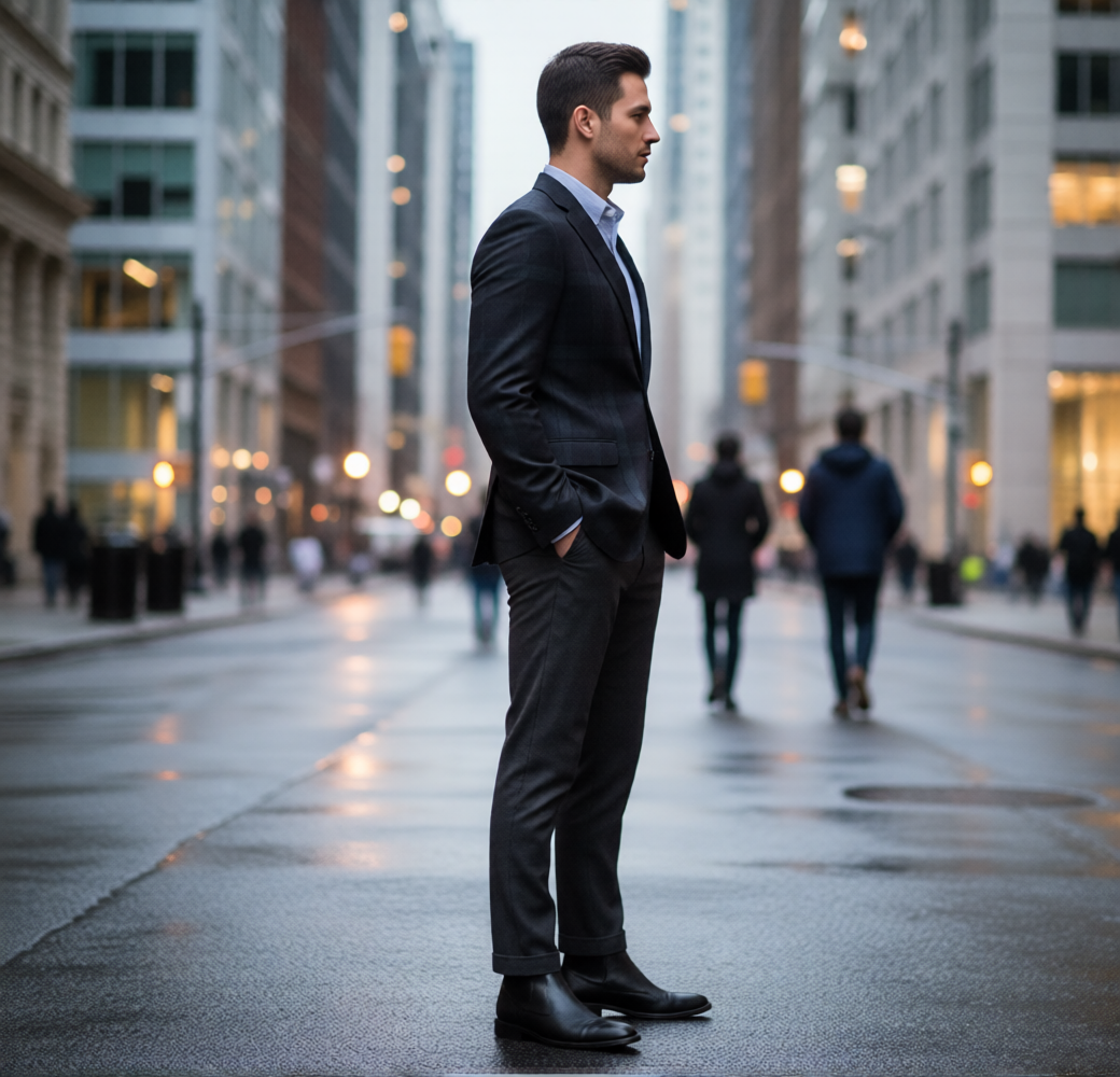 The Metropolitan Grid Sports Jacket: Navy & Green Slim-Fit Blazer