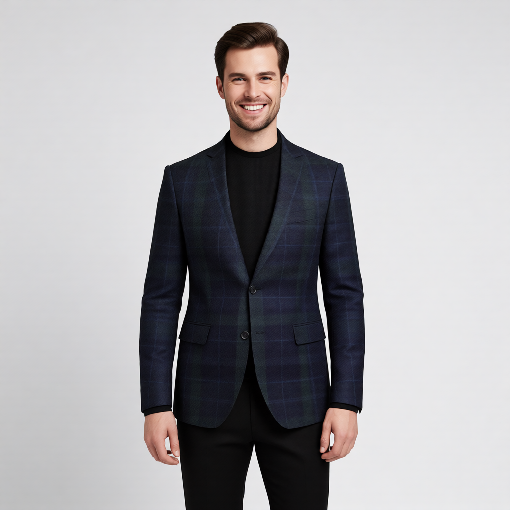 Modern Slim-Fit Navy & Blue Sports Jacket