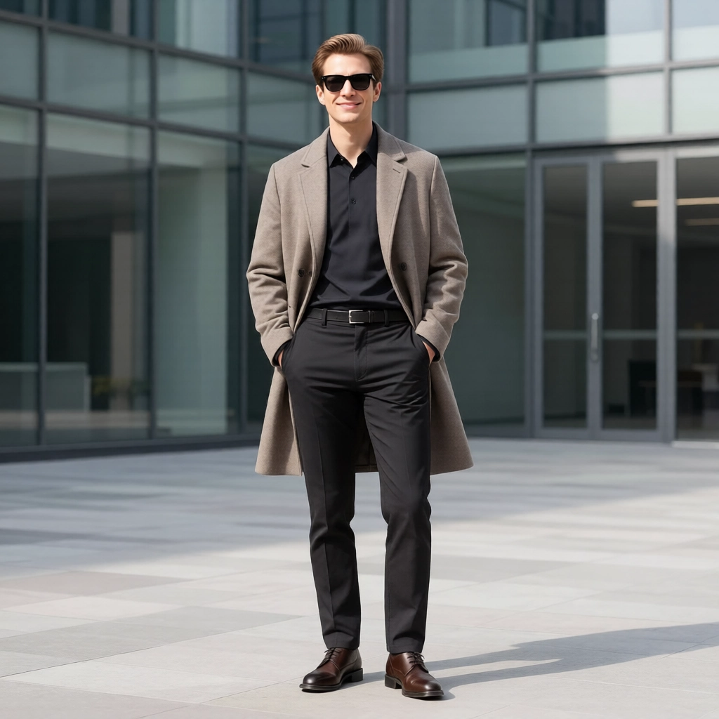 The Mayfair Double-Breasted Overcoat: Taupe Wool Blend