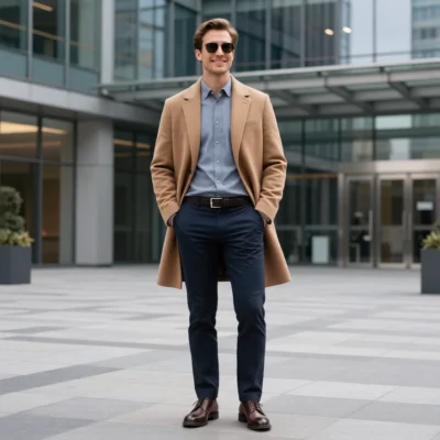 The Bond Street Camel Overcoat: Single-Breasted Wool Blend