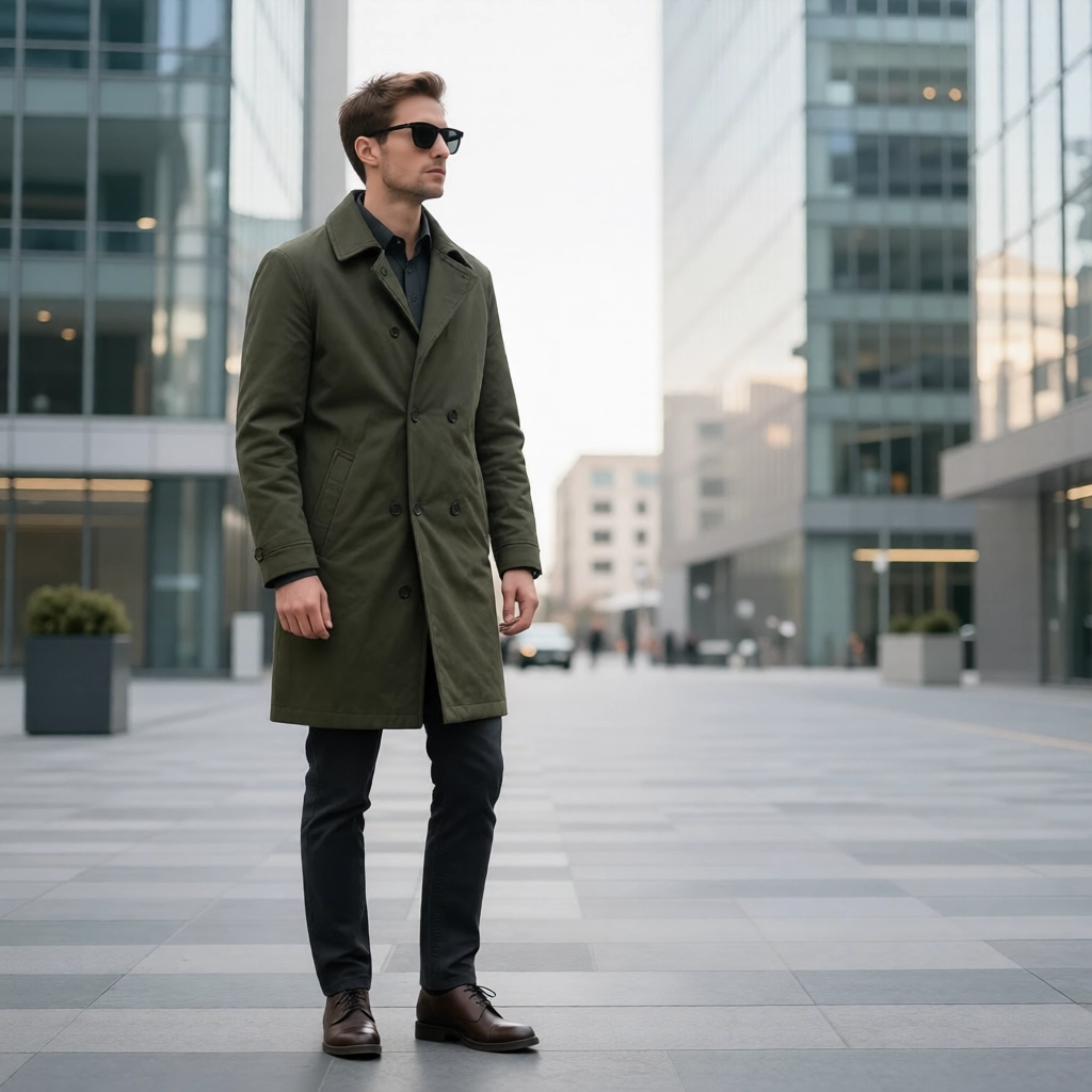 The City Commuter Trench Coat: Lightweight Olive Tech-Blend