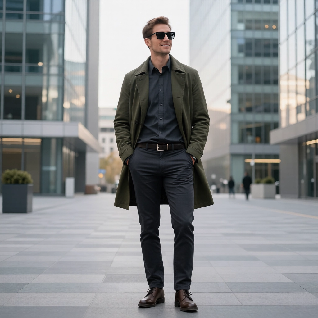 The City Commuter Trench Coat: Lightweight Olive Tech-Blend