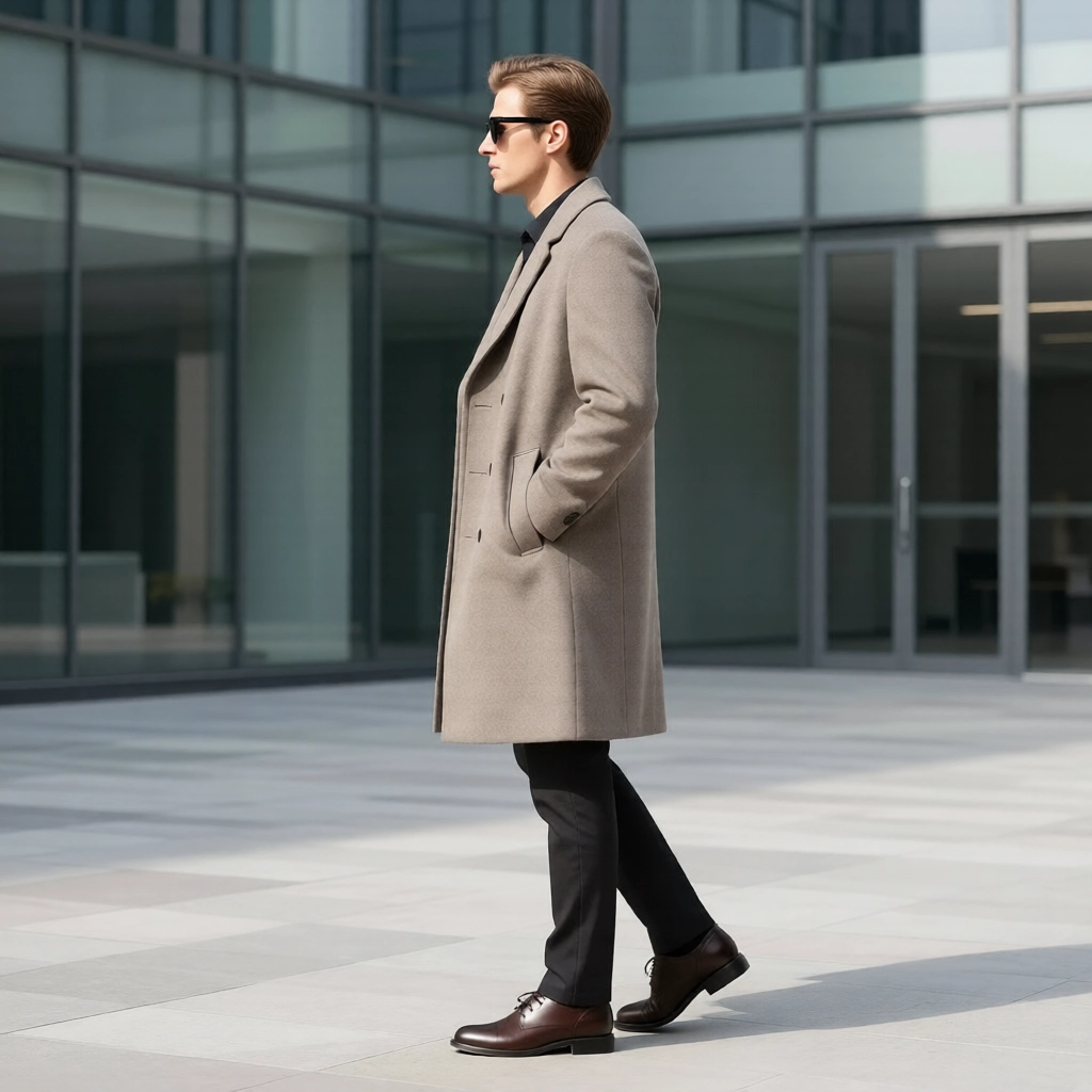 The Mayfair Double-Breasted Overcoat: Taupe Wool Blend