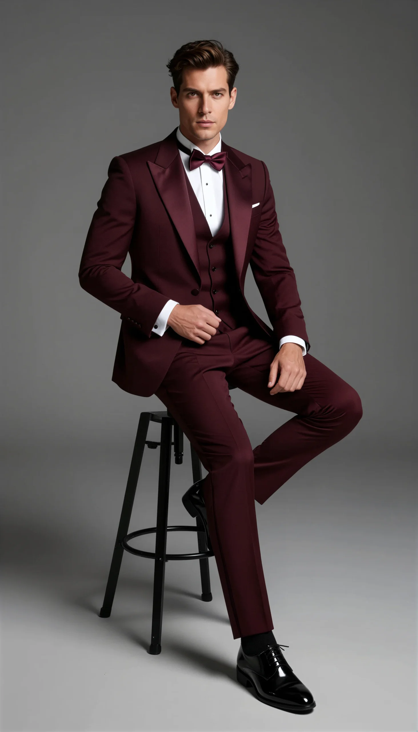 Wedding Tuxedos Burgundy Wine Suit