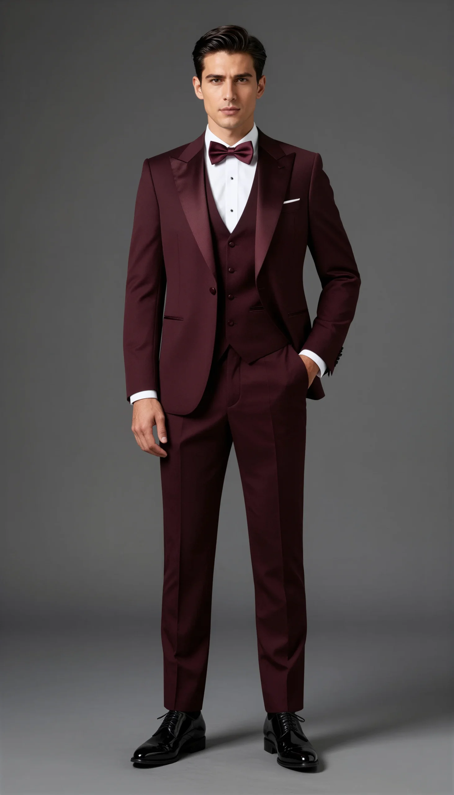 Wedding Tuxedos Burgundy Wine Suit
