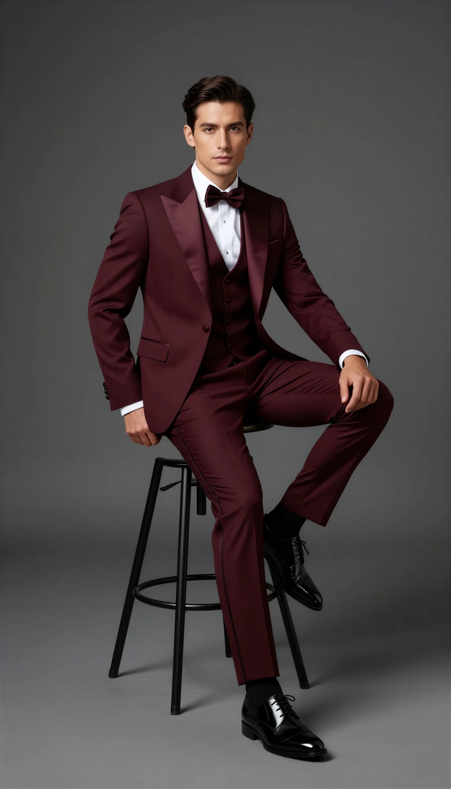 Wedding Tuxedos Burgundy Wine Suit