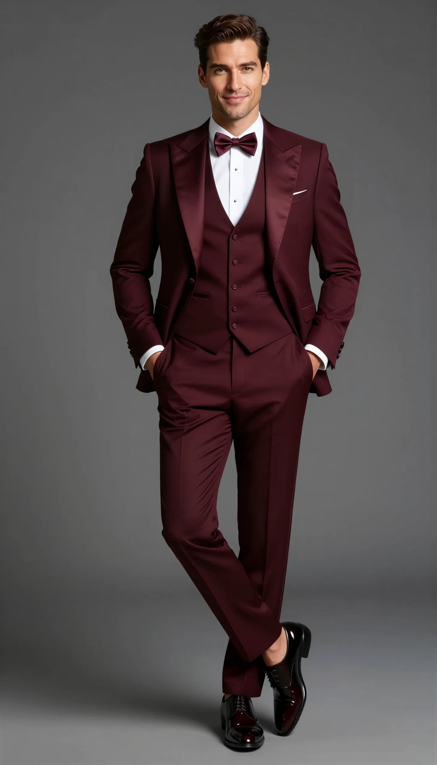 Wedding Tuxedos Burgundy Wine Suit