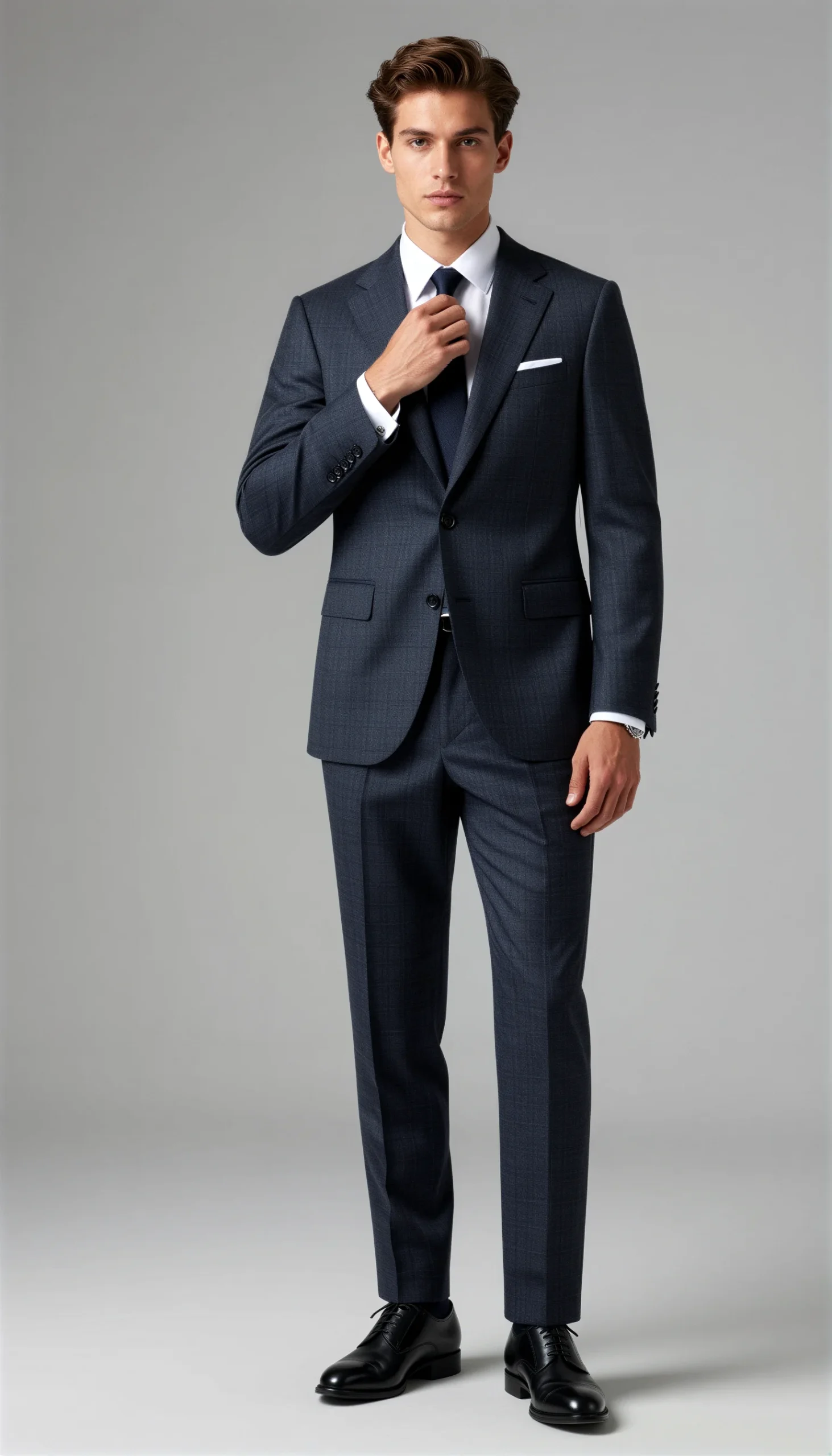 Business Suit Subtle navy or grey checks Pinstripes
