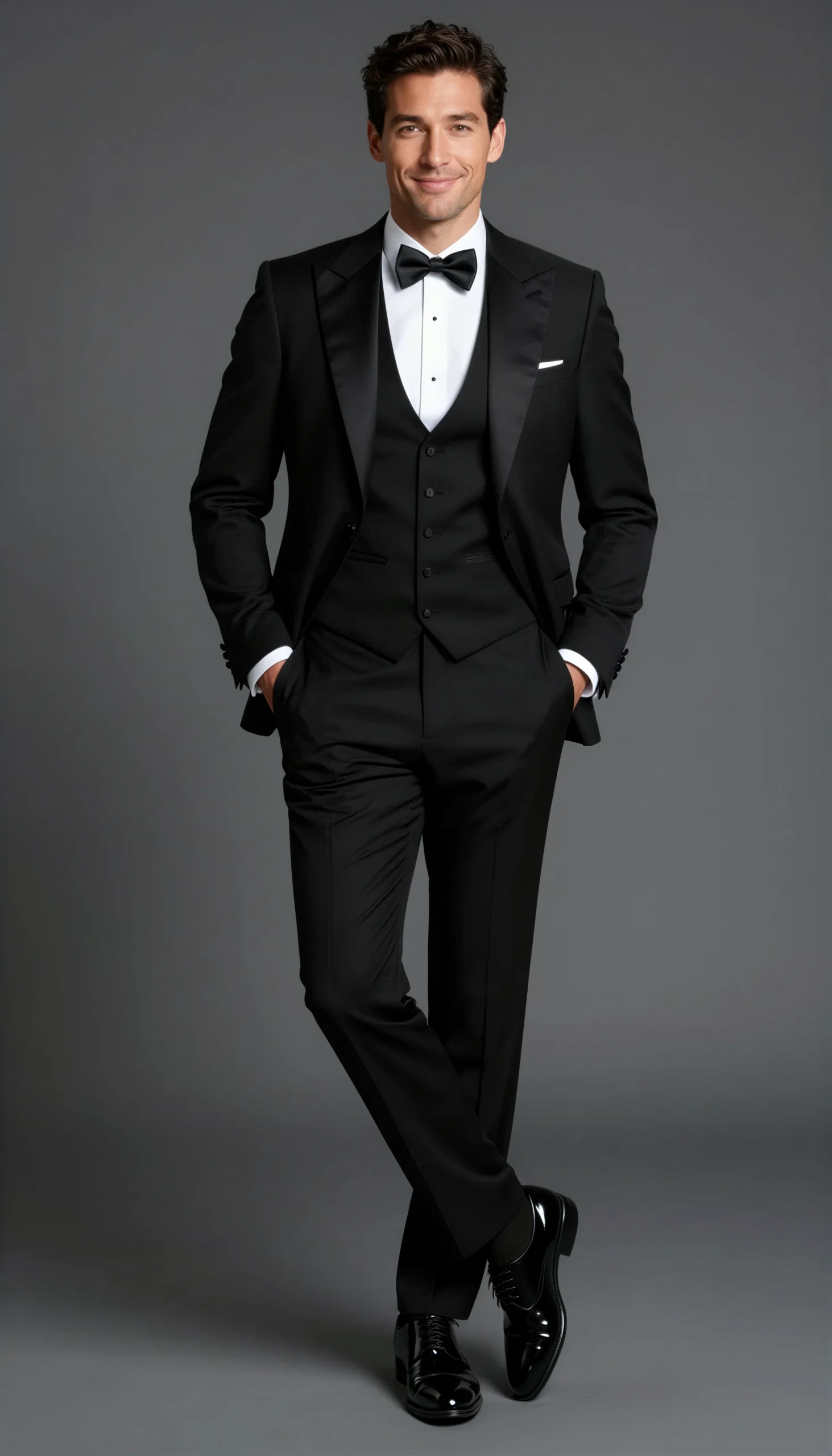 Black Ivory Dinner Jacket with Black Trousers