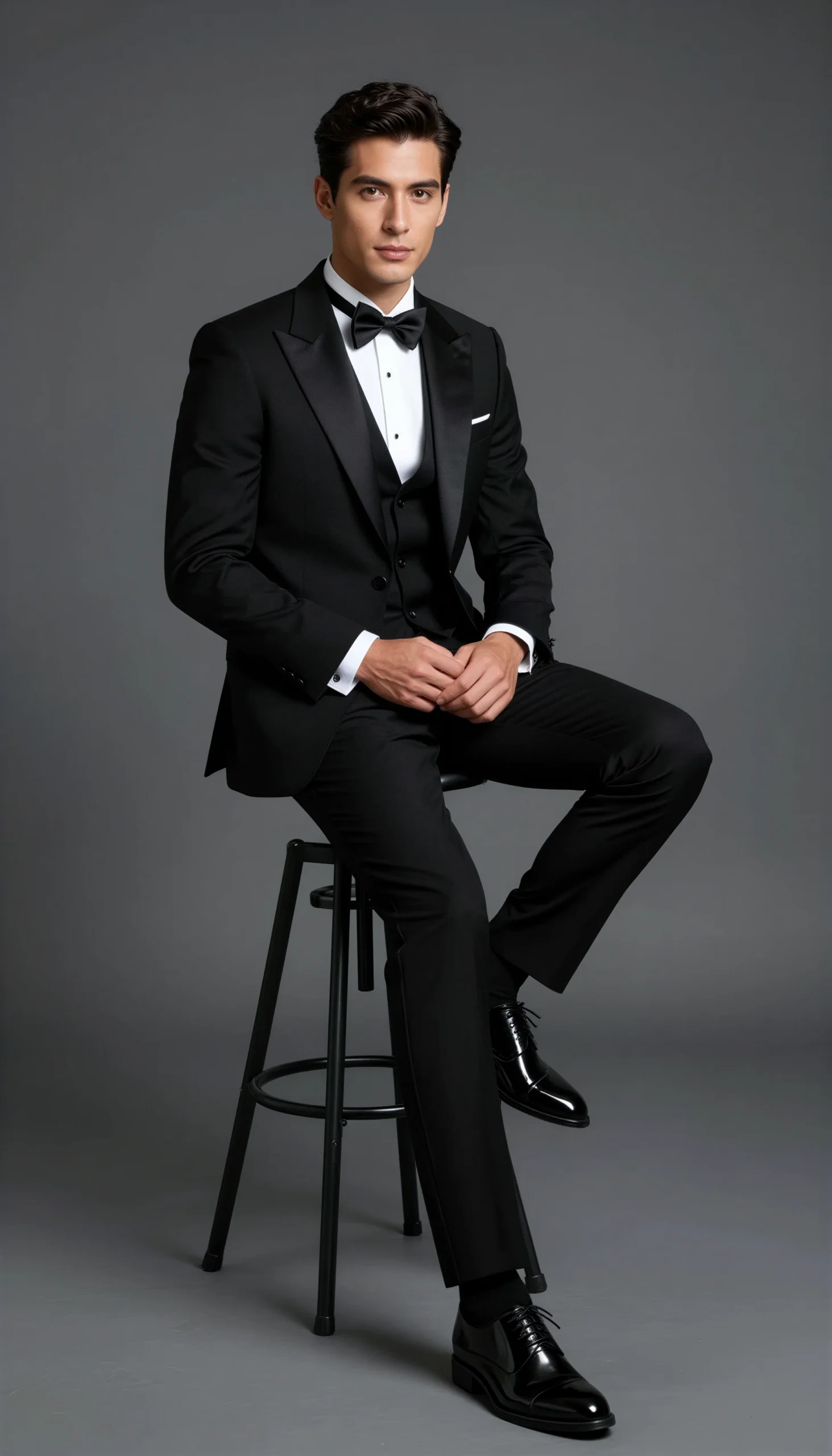 Black Ivory Dinner Jacket with Black Trousers