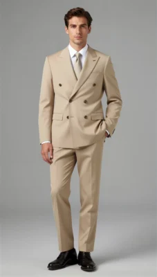 Custom Made 2 Piece Beige Tan Suit
