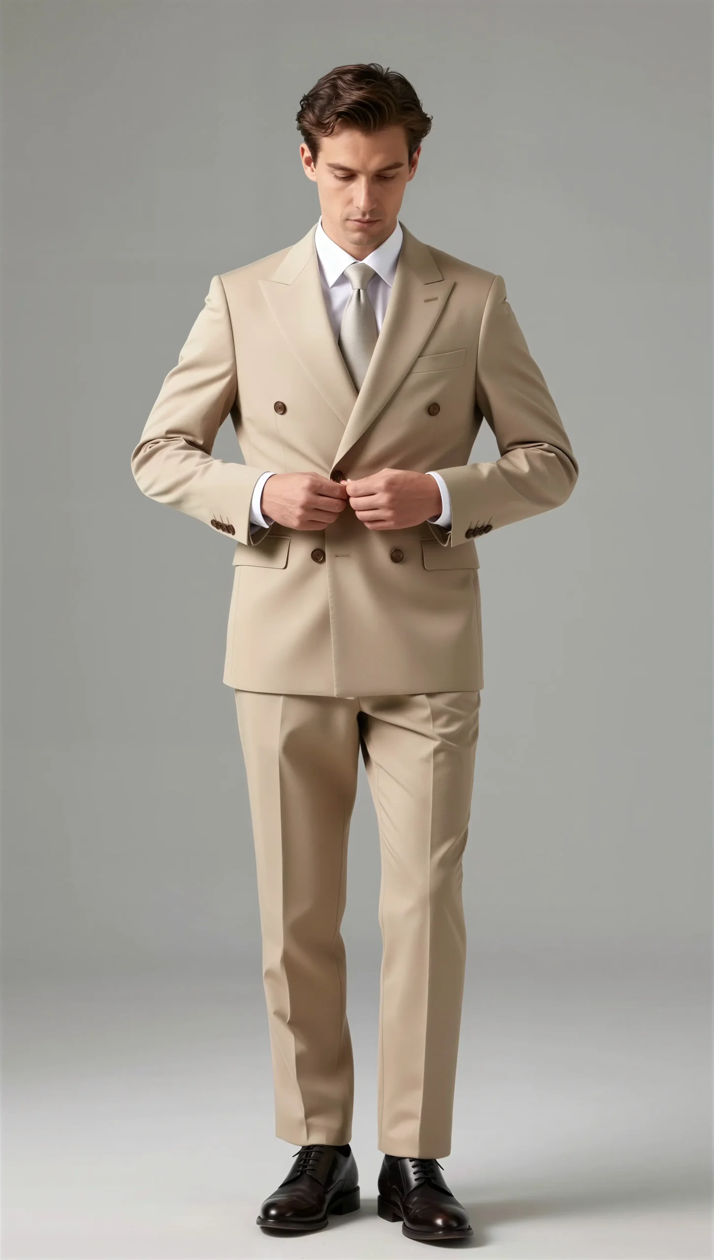 Custom Made 2 Piece Beige Tan Suit