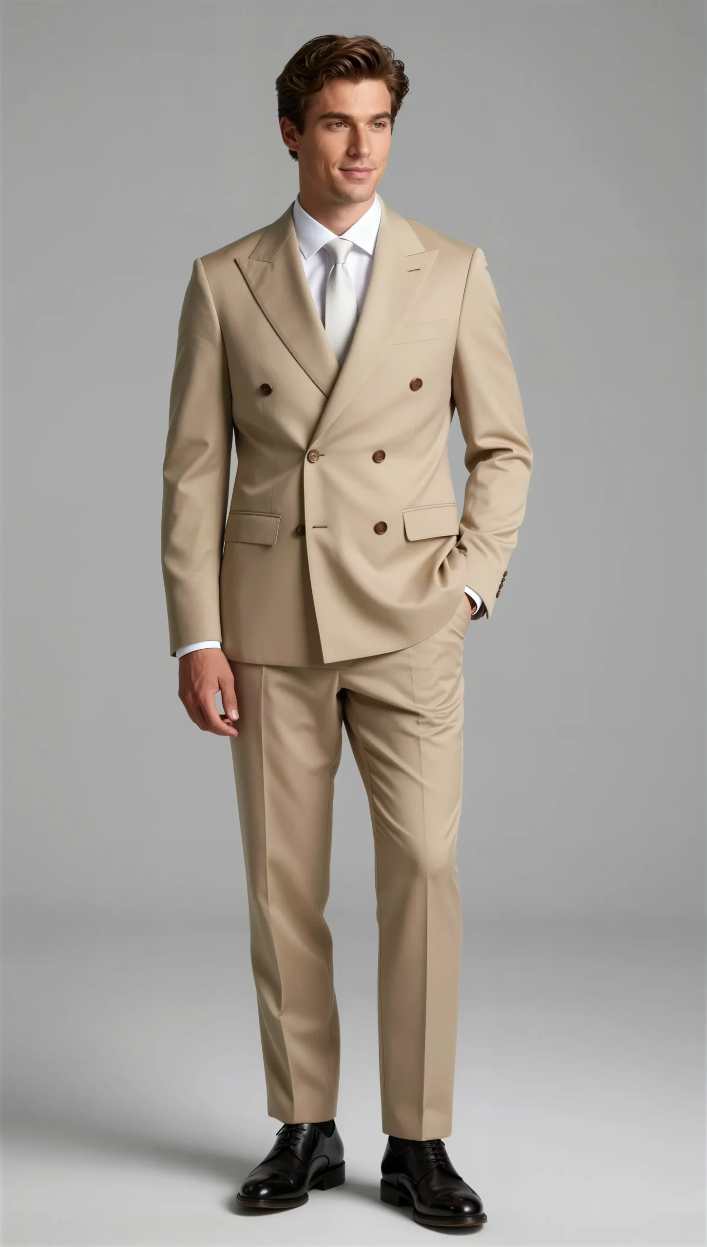 Custom Made 2 Piece Beige Tan Suit